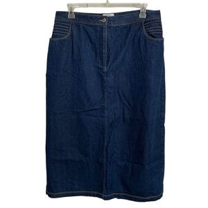 Vtg Carolina Blues Womens Plus Denim Maxi Skirt 18 Dark Wash Pintucked Styling